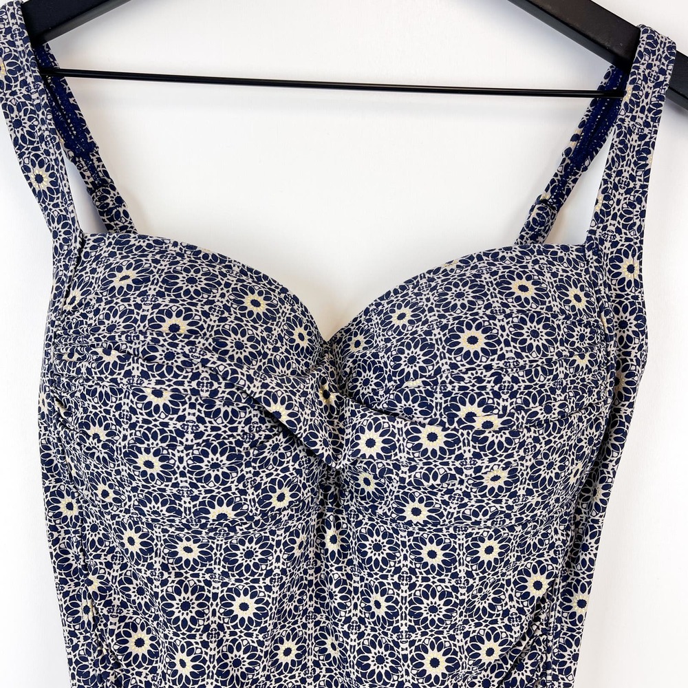 Niptuck (10) Womens Ruched Multi Fit Cup One Piece Swim Suit Floral Navy Blue - Picture 2 of 9